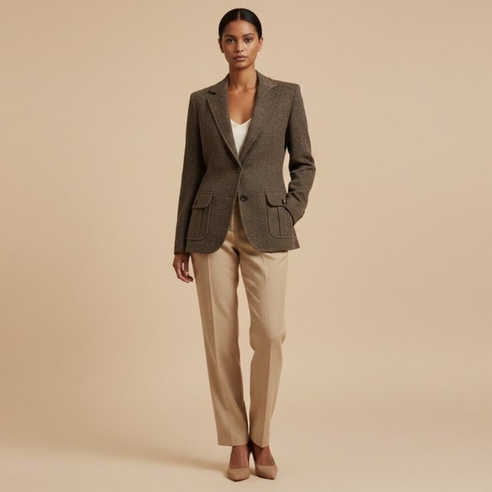 GAP Women's 100% Wool Herringbone Academy Blazer Brown Size 8